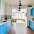 Modrá kuchyně (115+ fotografií nebeských interiérů): stylový design pro bílo-modré a šedo-modré kuchyně